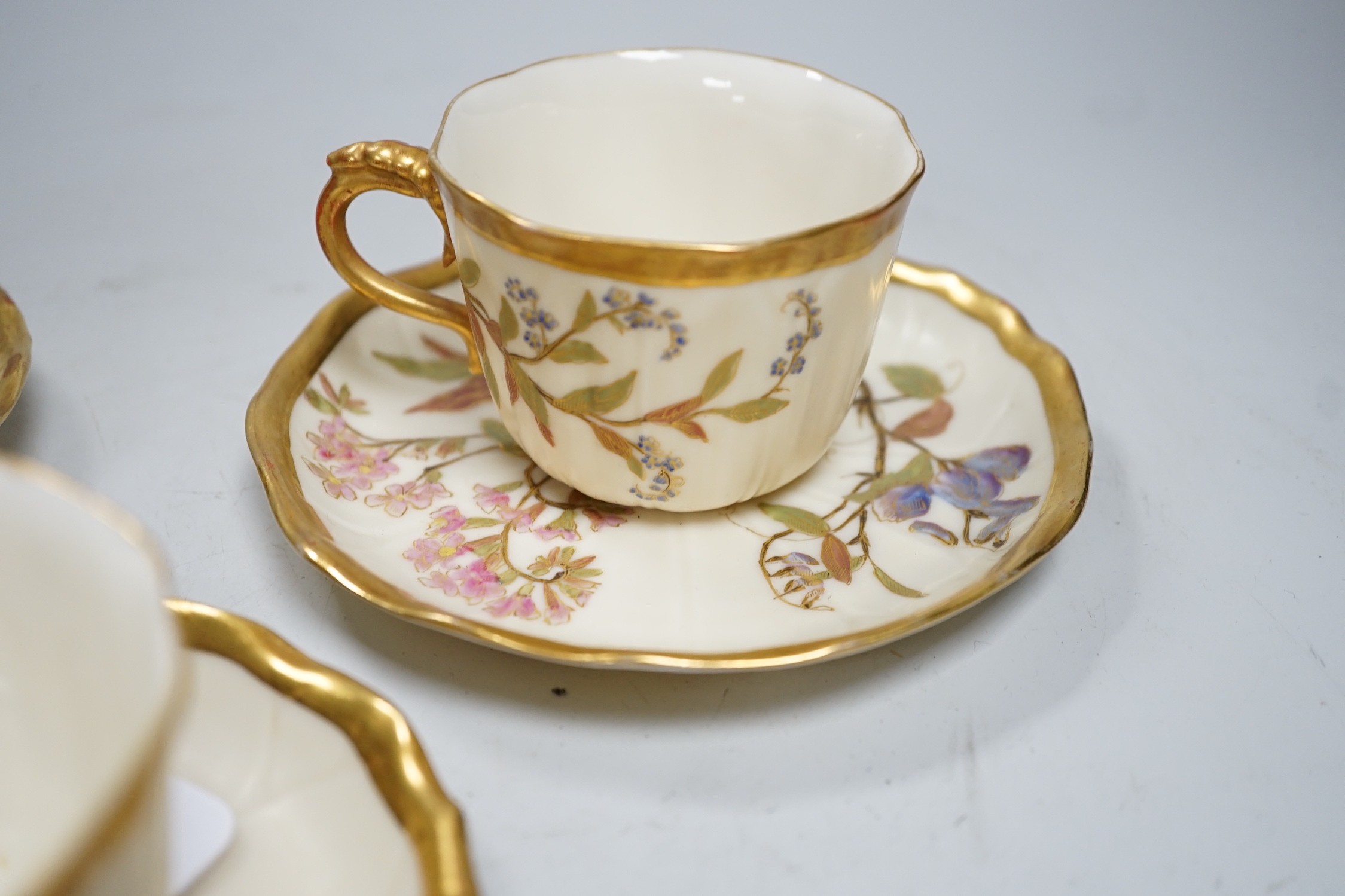 Three Royal Worcester cups and saucers